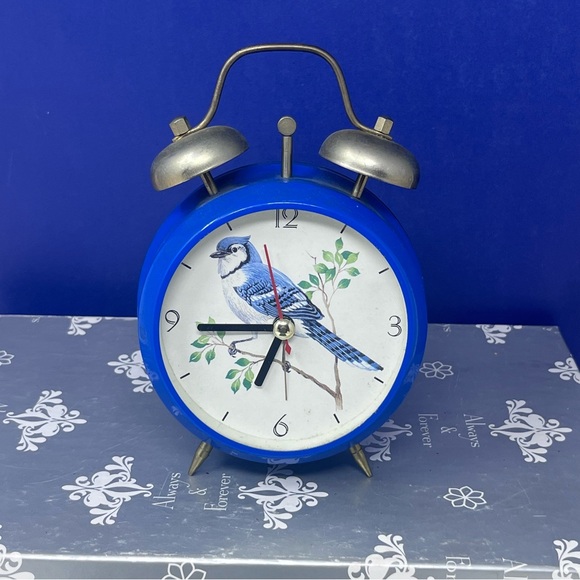 Blue Jay Analog Retro Alarm Clock Bird or Bell - Picture 1 of 9